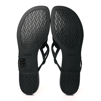 Hermes Rubber Womens Egerie Sandals 39 Black 5 of 8