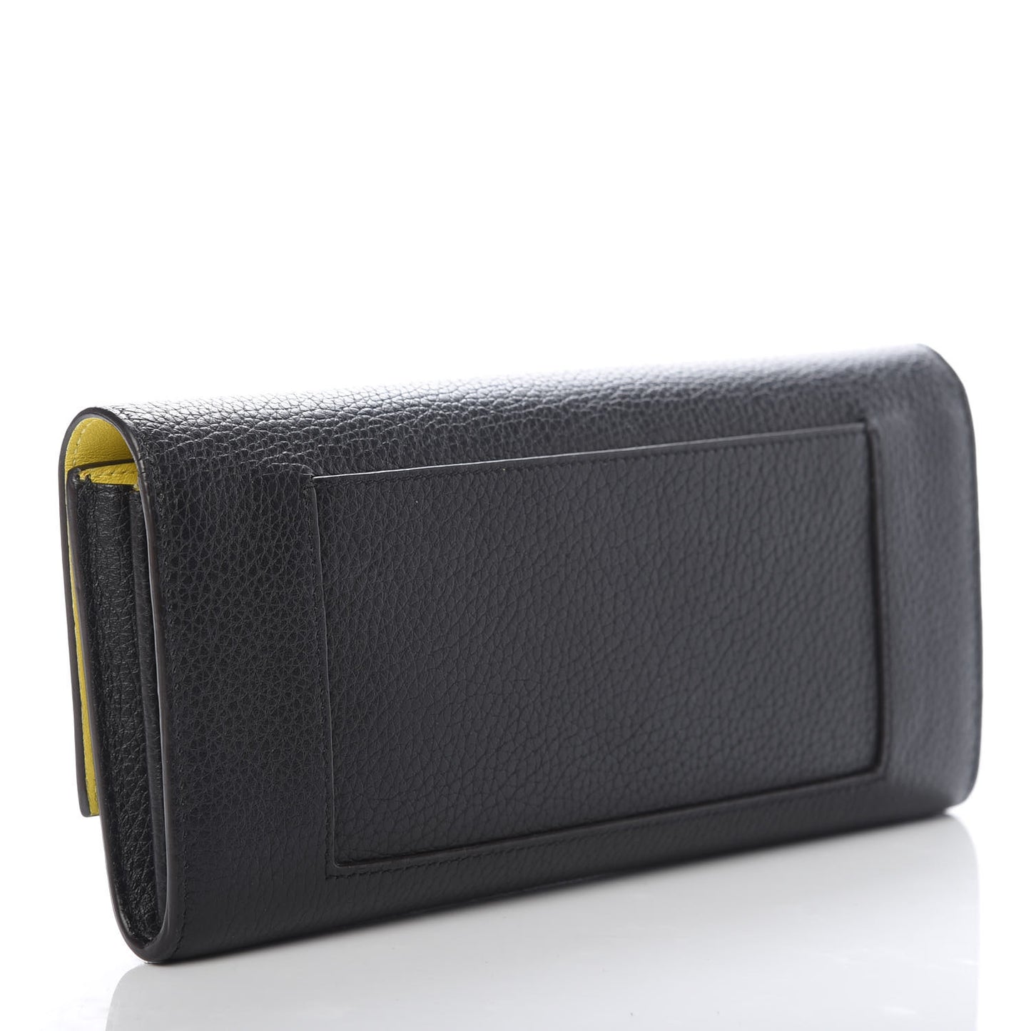 Drummed Calfskin Large Multifunction Flap Wallet Black