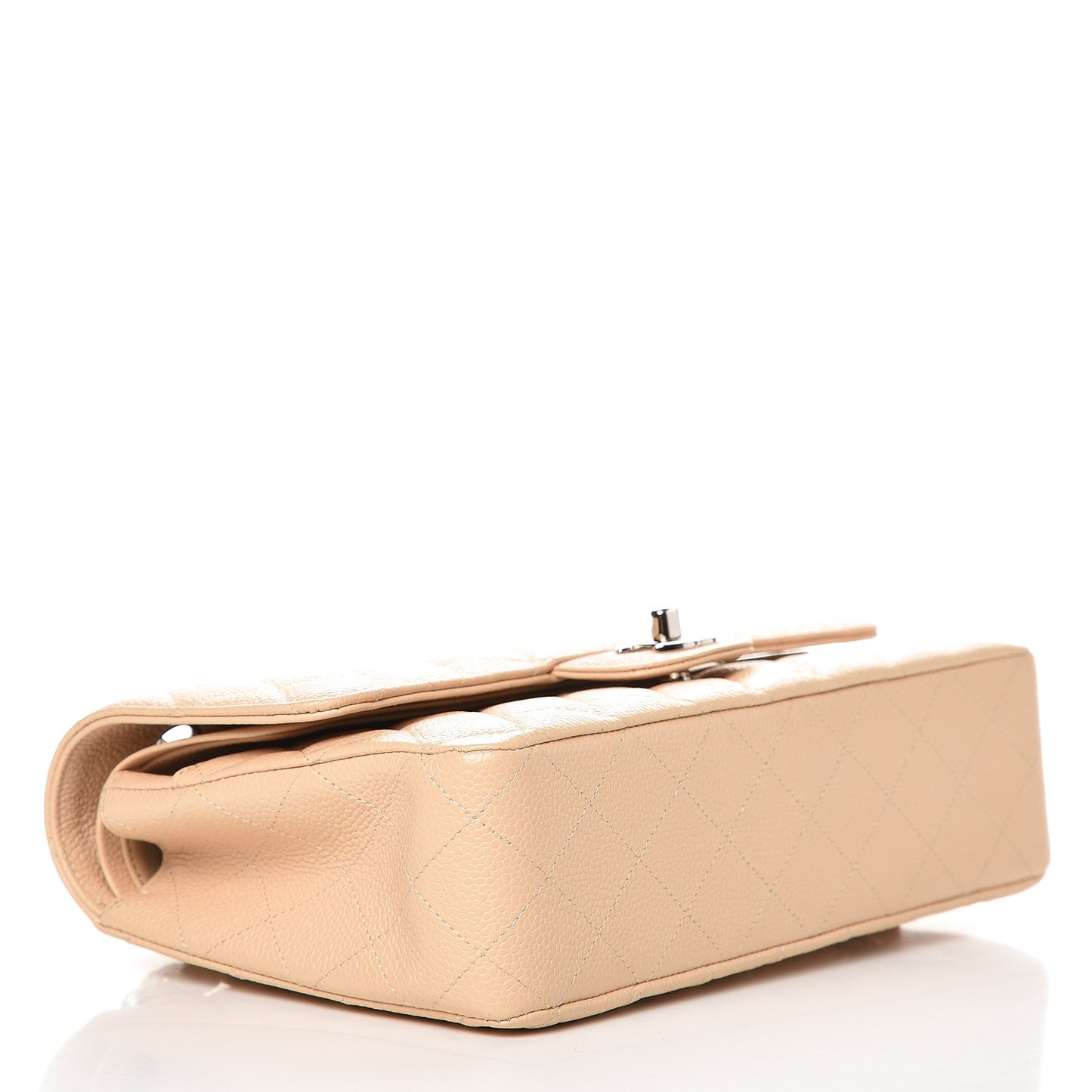 Caviar Quilted Medium Double Flap Beige Clair