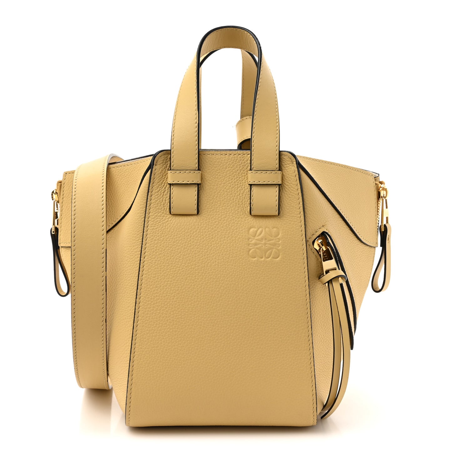 Soft Grained Calfskin Compact Hammock Shoulder Bag Dark Butter