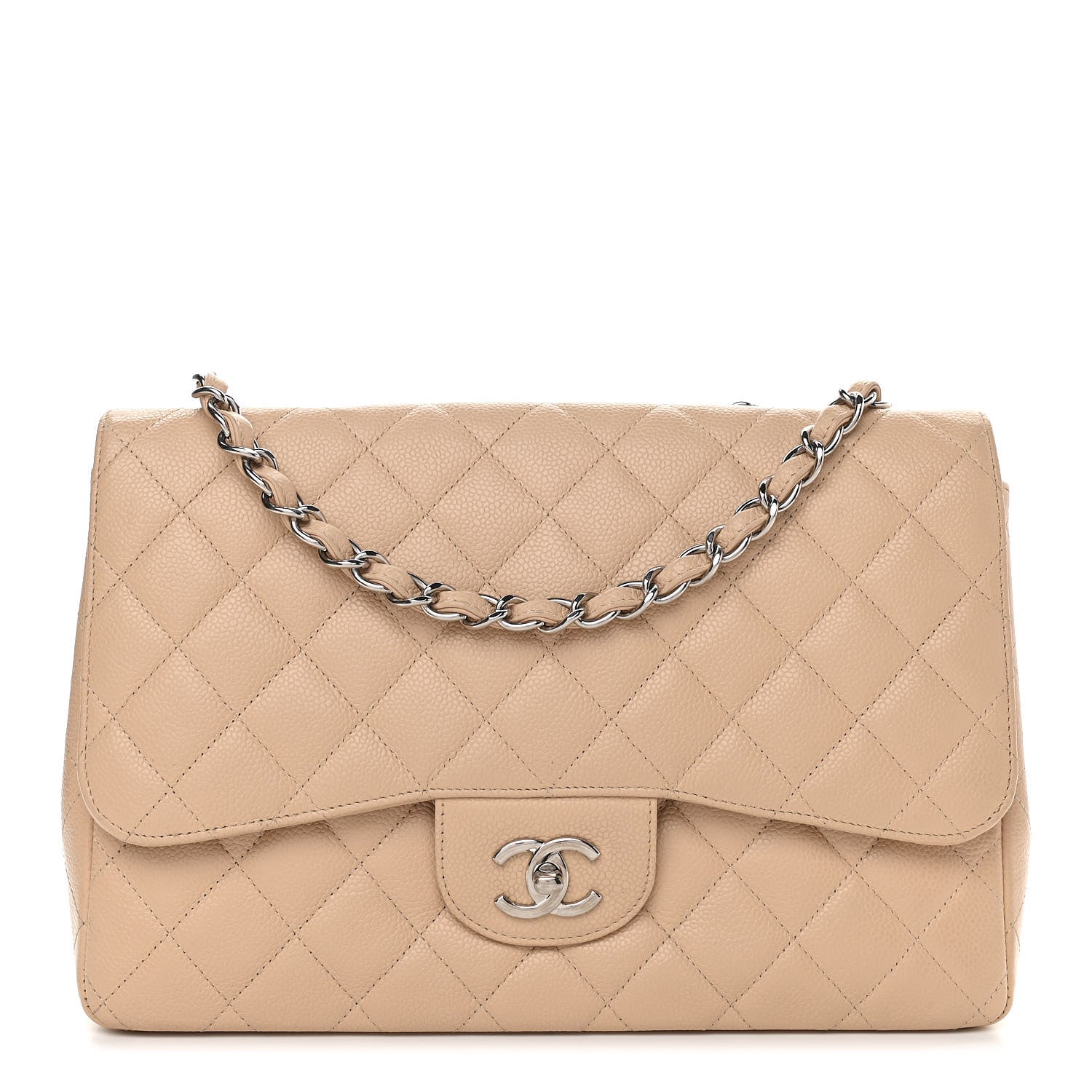 Chanel Caviar Quilted Jumbo Single Flap Beige Clair 1 of 10