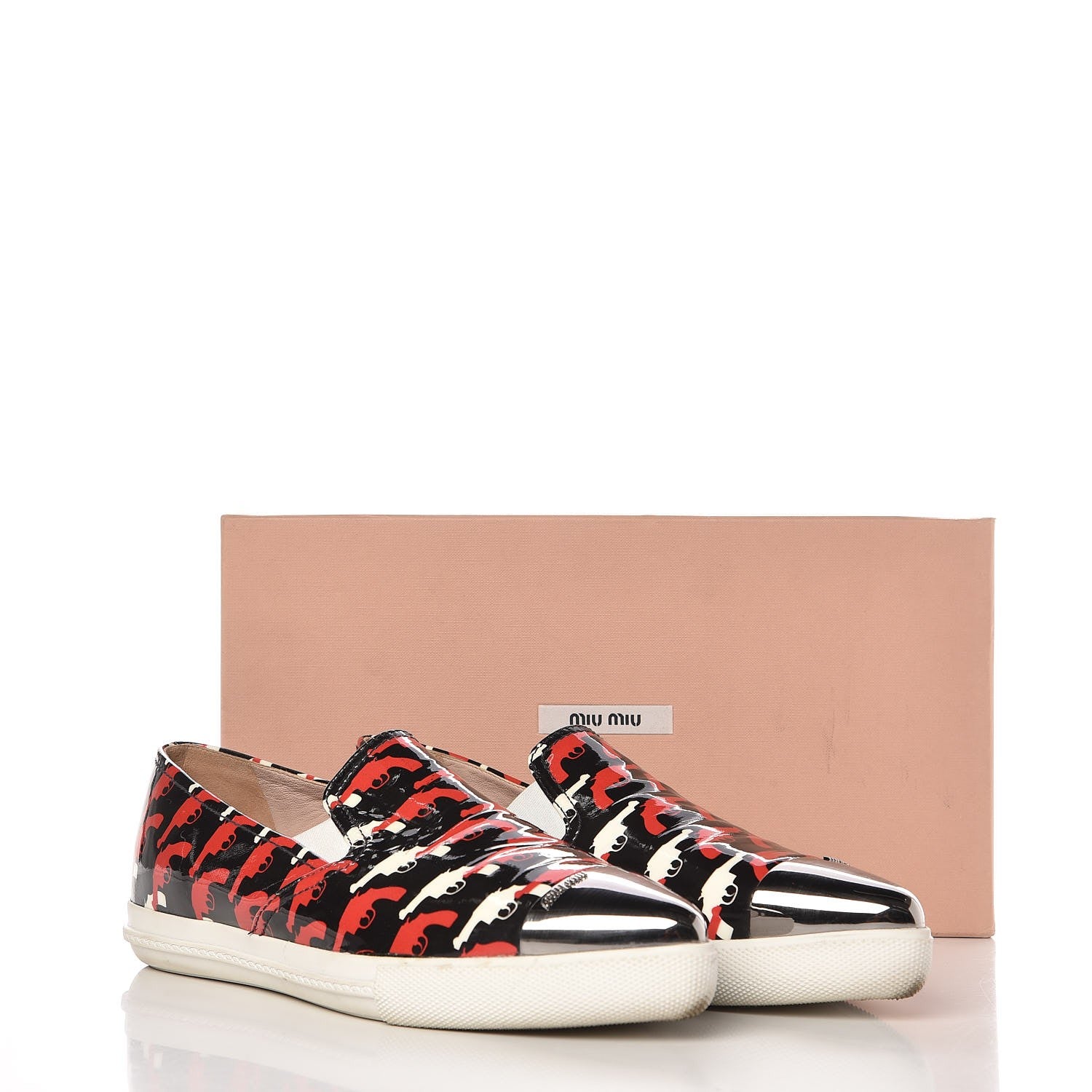 Miu Miu Patent Pistol Print Cap Toe Flats 39.5 10 of 10