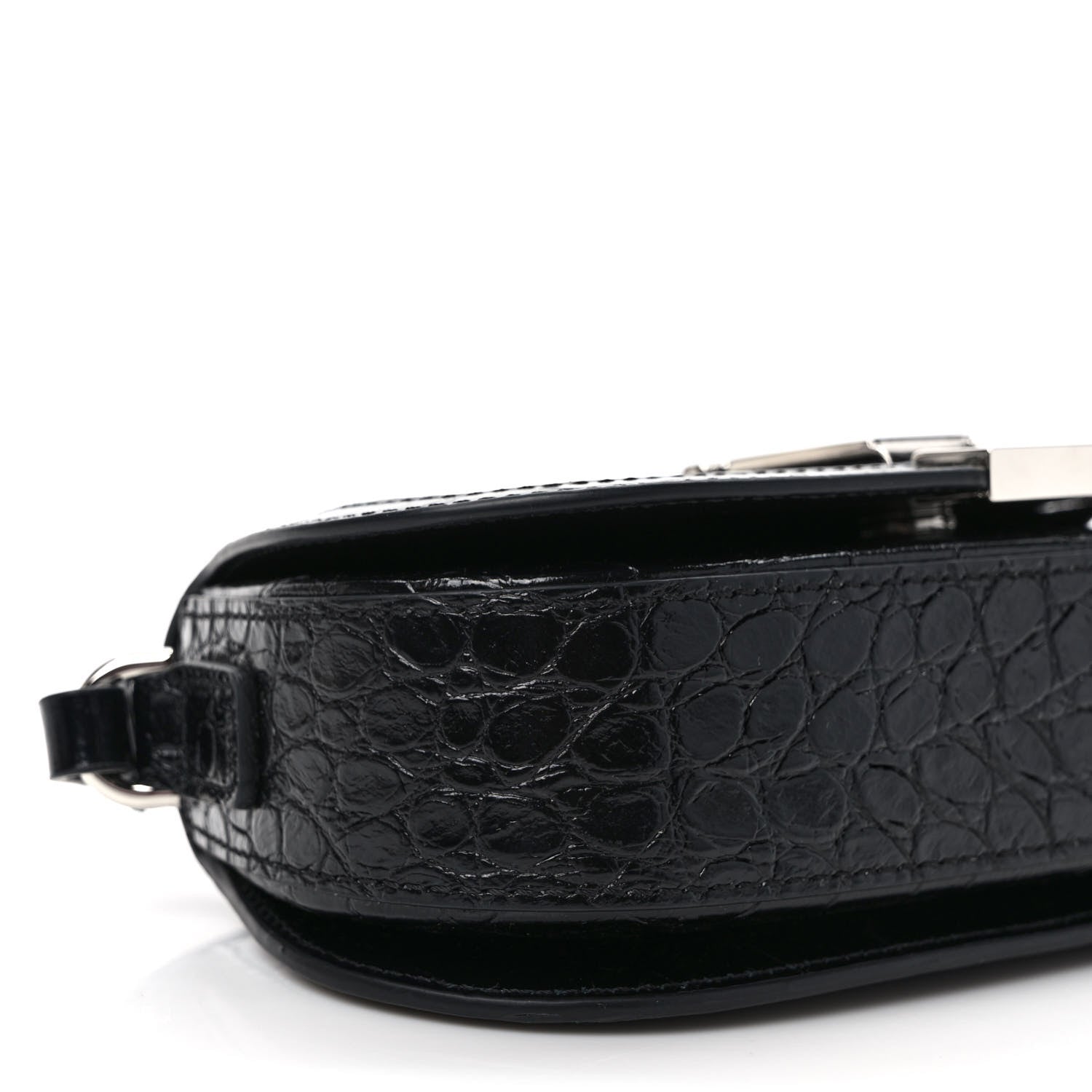 Versace Calfskin Crocodile Embossed Greca Goddess Mini Shoulder Bag Black 7 of 9