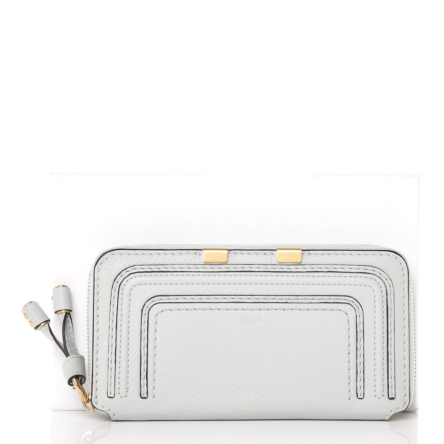Calfskin Marcie Long Zip Around Wallet Airy Grey