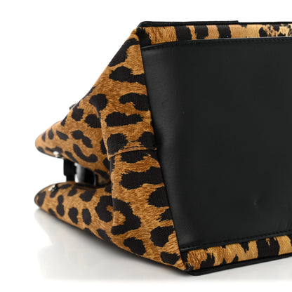 Balenciaga Cotton Canvas Satin Calfskin Leopard Print Logo Navy Cabas S Beige Black 10 of 11