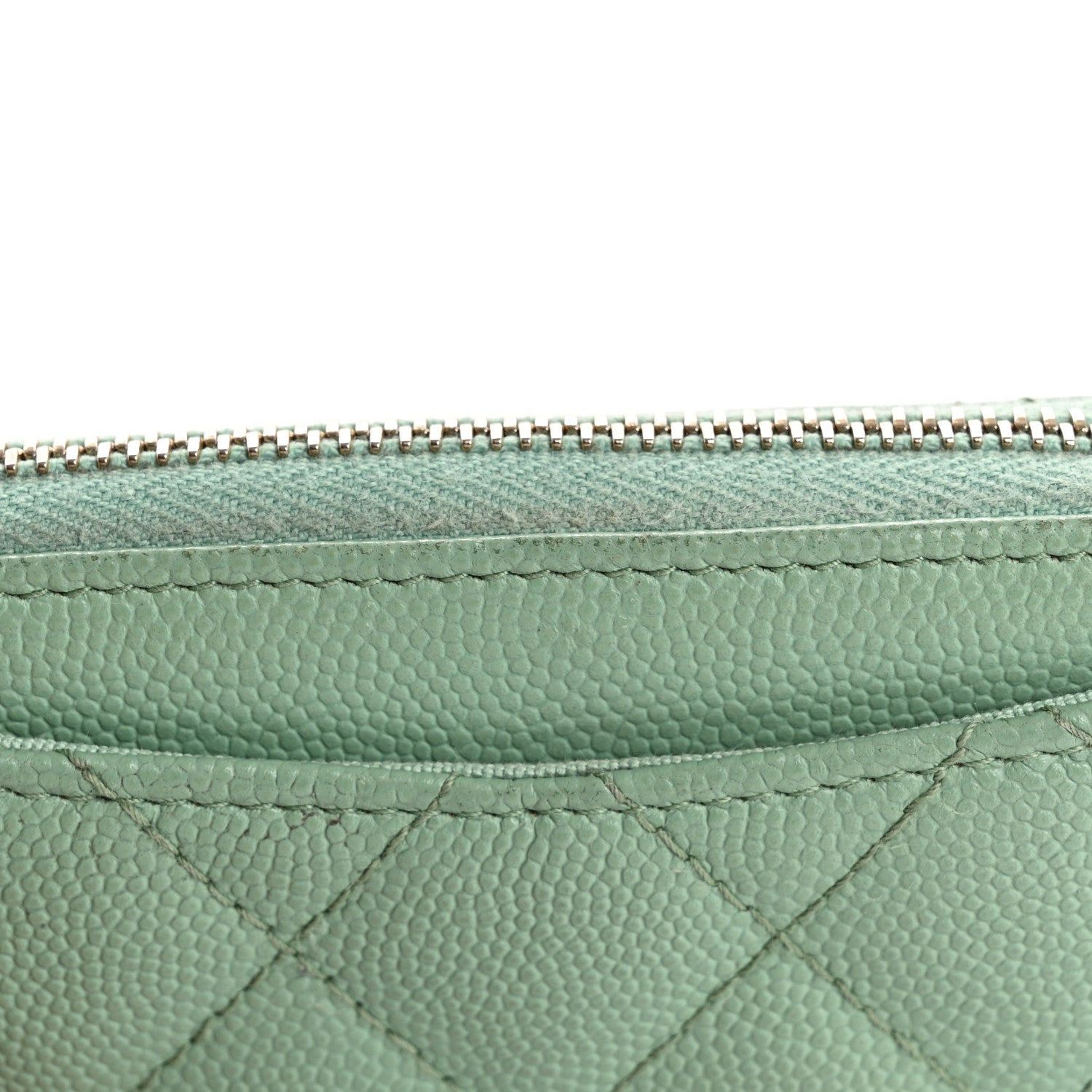 Chanel Caviar Quilted Zip Coin Purse Light Green 13 of 16