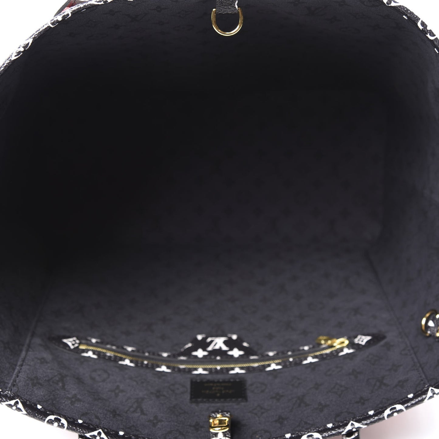 Monogram Giant Crafty Neverfull MM Creme Rouge Black