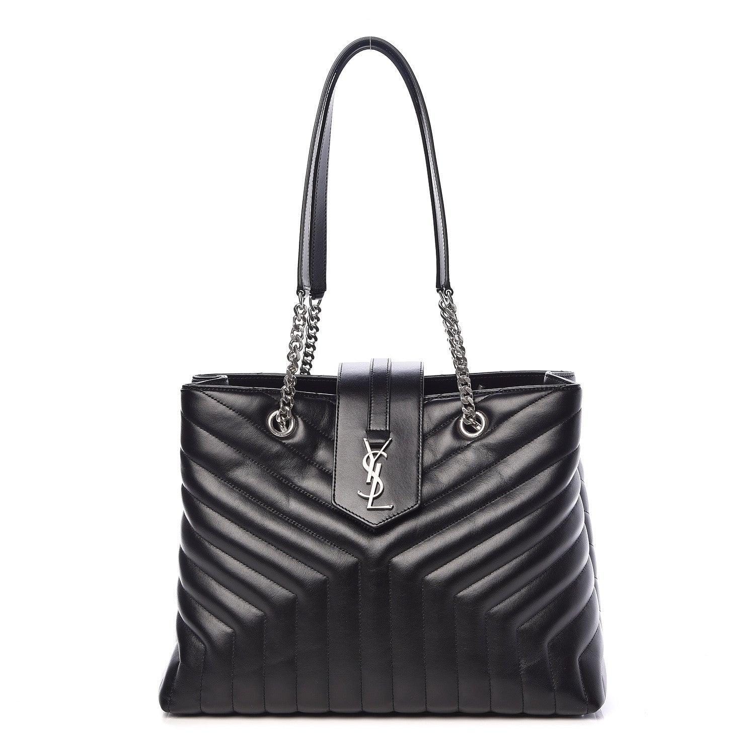 Saint Laurent Calfskin Y Quilted Monogram Large Loulou Shopper Black 1 of 9