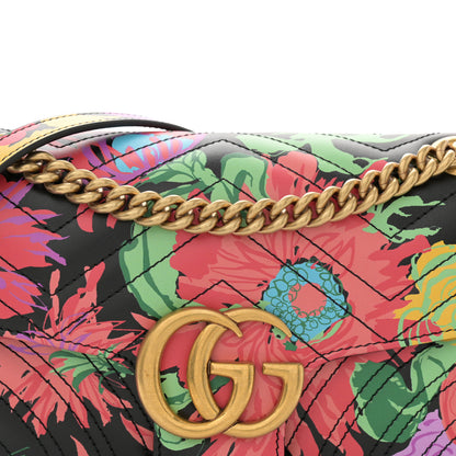 Gucci X KEN SCOTT Calfskin Matelasse Floral Small GG Marmont Shoulder Bag Black 8 of 11
