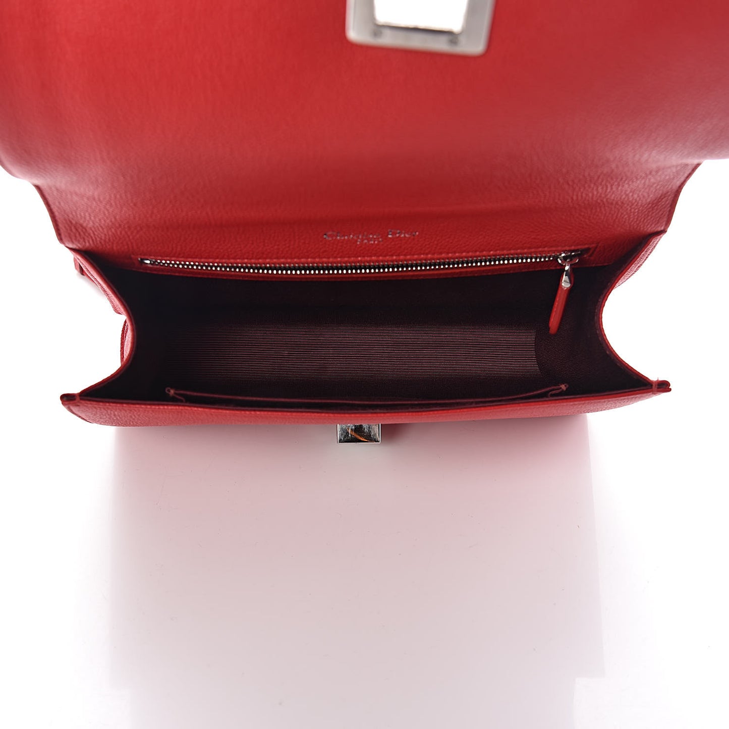 Grained Calfskin Medium Diorama Flap Bag Red