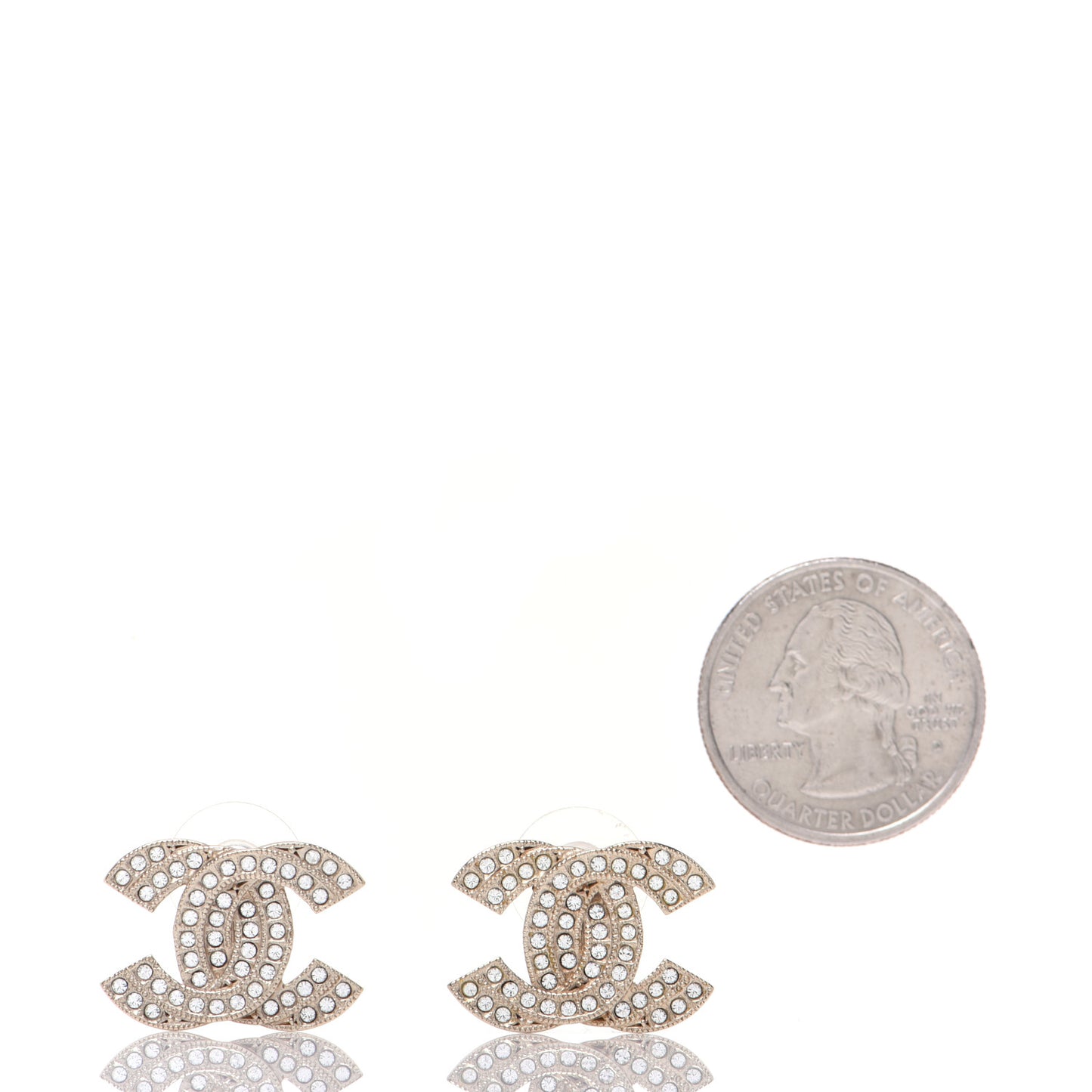 Crystal Double CC Earrings Light Gold