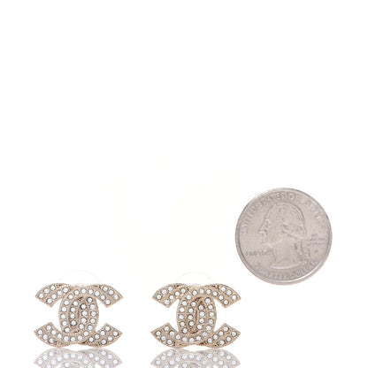Chanel Crystal Double CC Earrings Light Gold 2 of 7