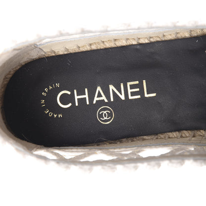 Chanel Woven Fabric Grosgrain CC Espadrilles 41 White Black 6 of 11