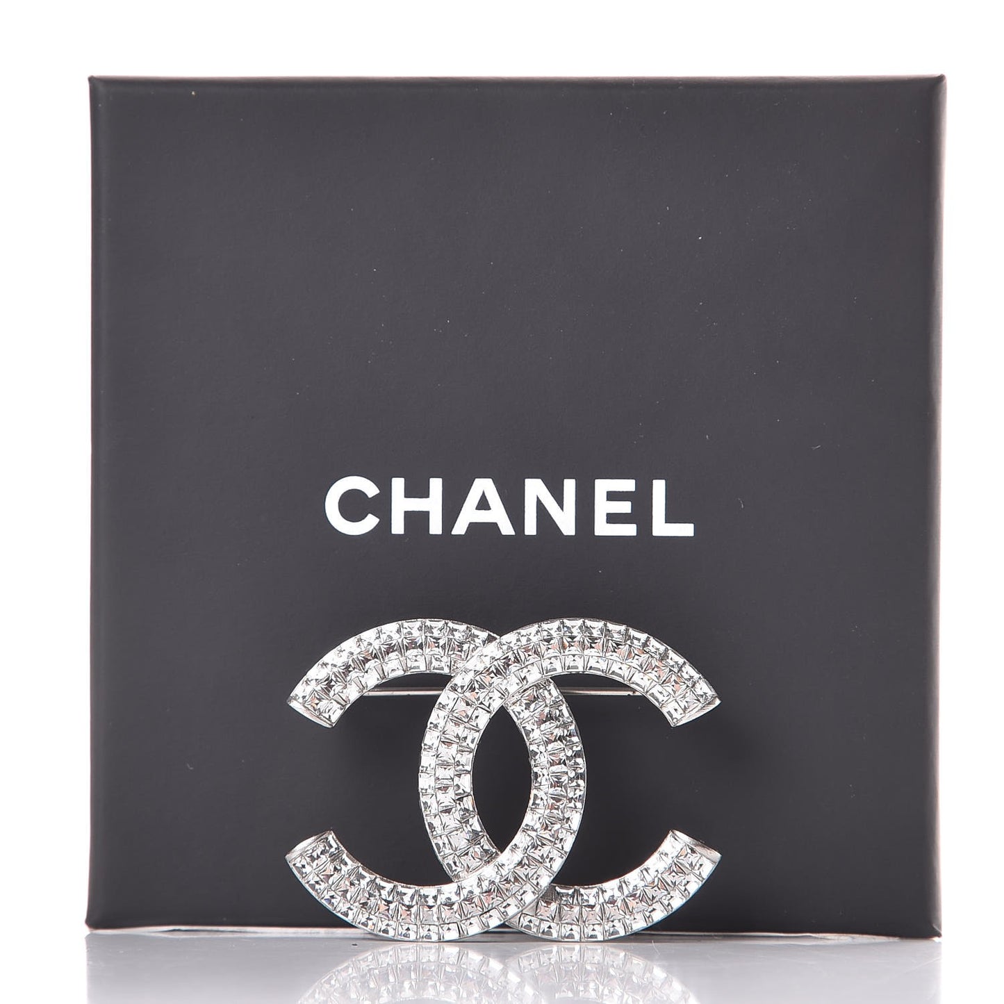 Baguette Crystal CC Brooch Silver