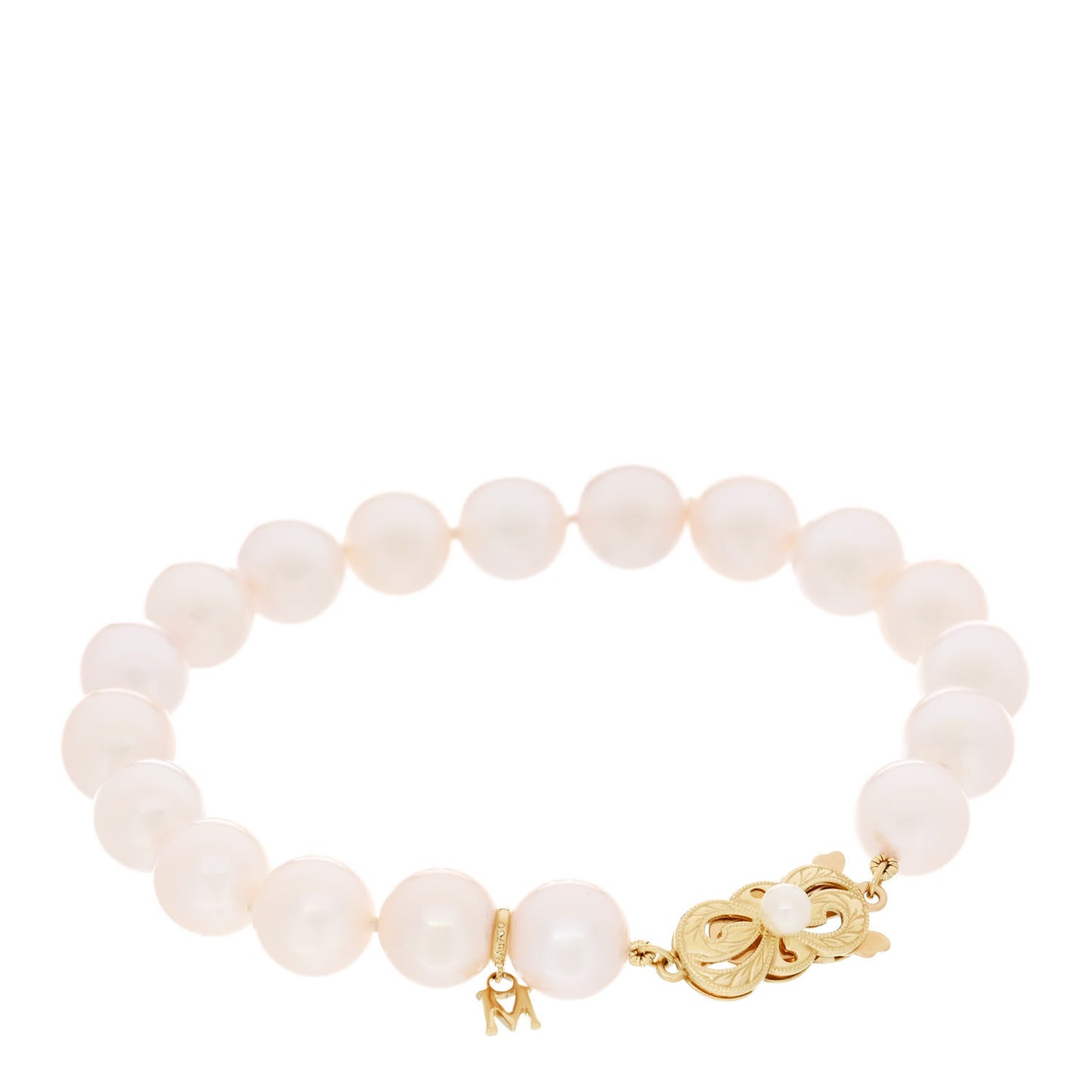 18K Yellow Gold Akoya Pearl 9-9.5mm Strand Bracelet