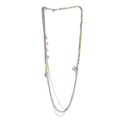 Chanel Crystal Enamel Pearl CC Logo Chain Long Necklace Gold Multicolor 3 of 7