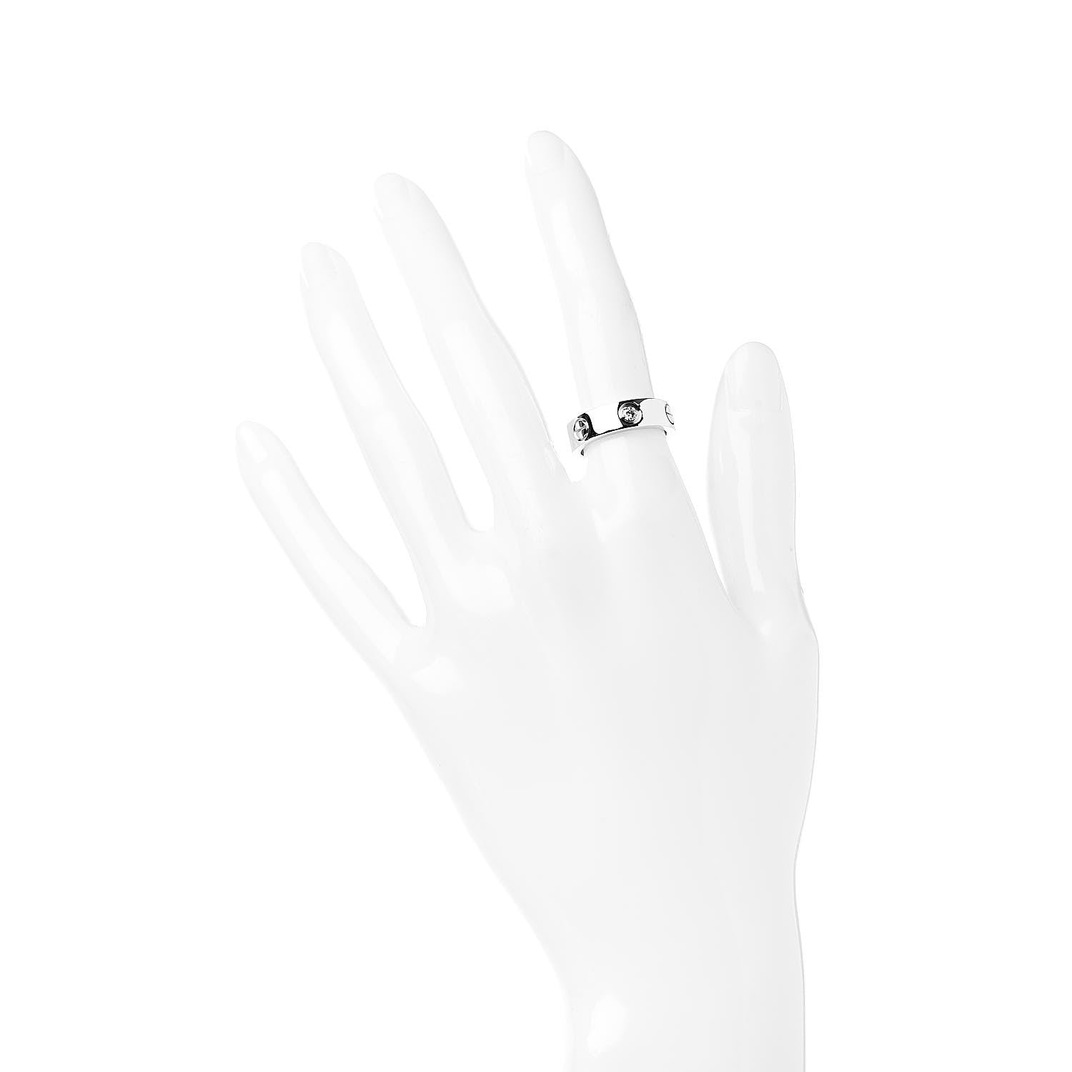 Cartier 18K White Gold 3 Diamond 5.5mm LOVE Ring 50 5.25 2 of 4