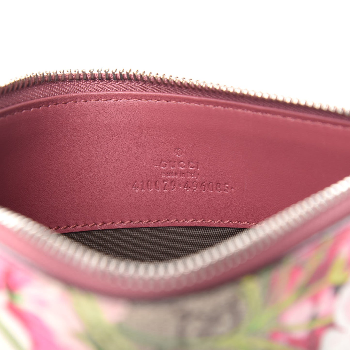 GG Supreme Monogram Blooms Small Zip Pouch Beige Multicolor Dry Rose