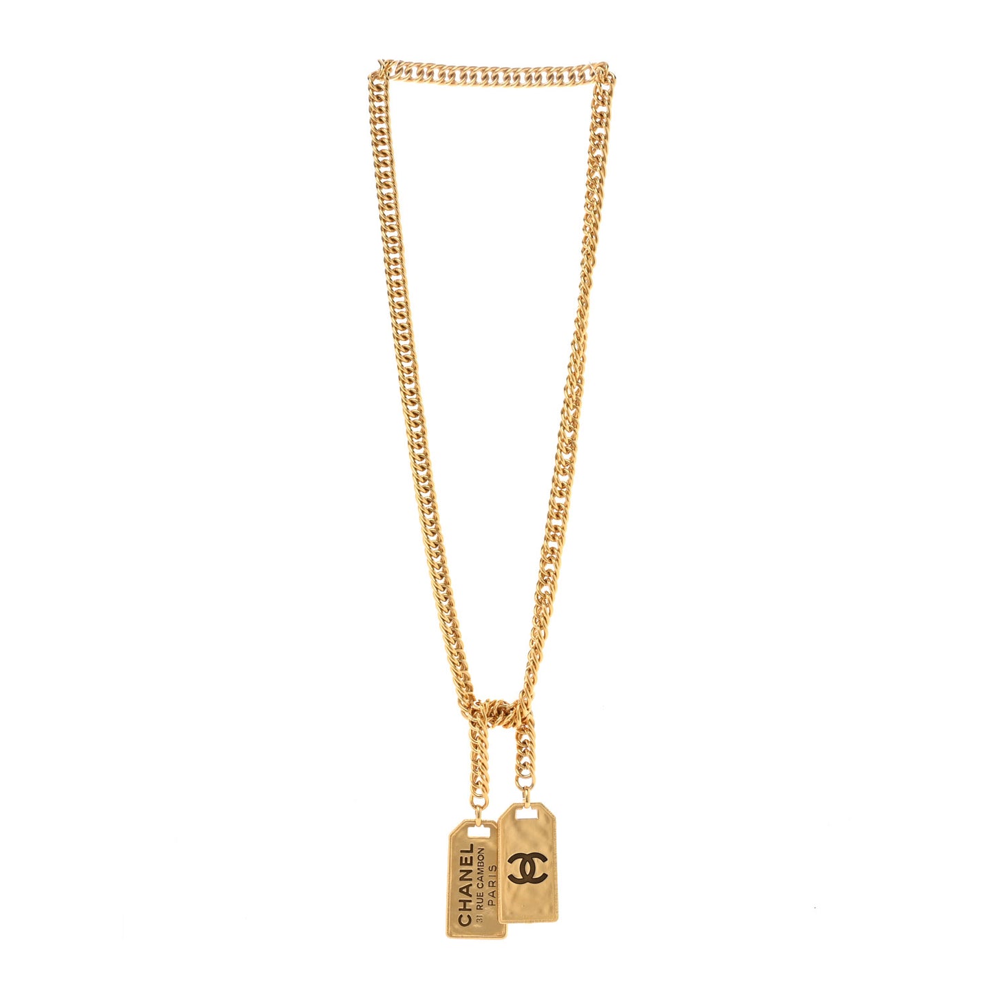 Metal ID Dog Tag Charm Necklace Gold