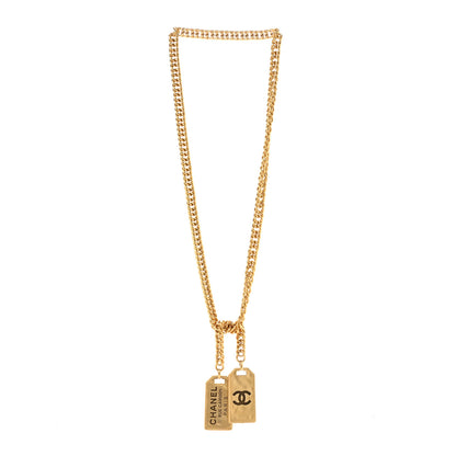 Chanel Metal ID Dog Tag Charm Necklace Gold 3 of 6