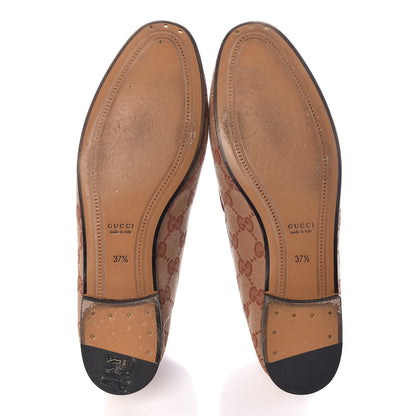 Gucci Canvas GG Monogram Horsebit Womens Jordaan Loafers 37.5 Beige Ruggine Rust 5 of 13