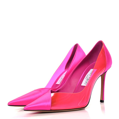 Jimmy Choo Satin PVC Cass Pumps 38.5 Fuchsia 4 of 8