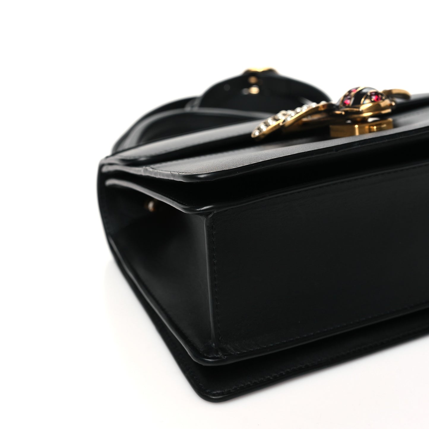 Calfskin Sylvie Web Small Queen Margaret Top Handle Bag Black