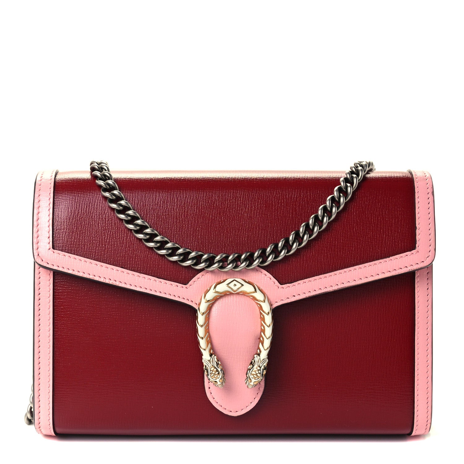 Gucci Azalea Calfskin Enamel Mini Dionysus Chain Wallet New Cherry Red Wild Rose Off White 1 of 12