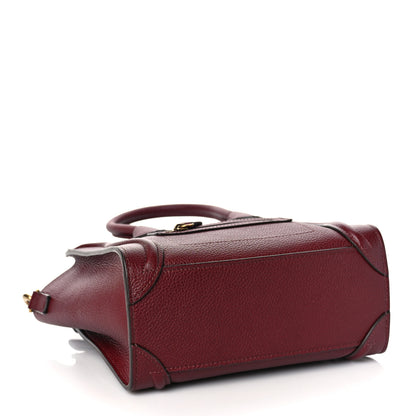 Celine Drummed Calfskin Nano Luggage Light Burgundy 3 of 7