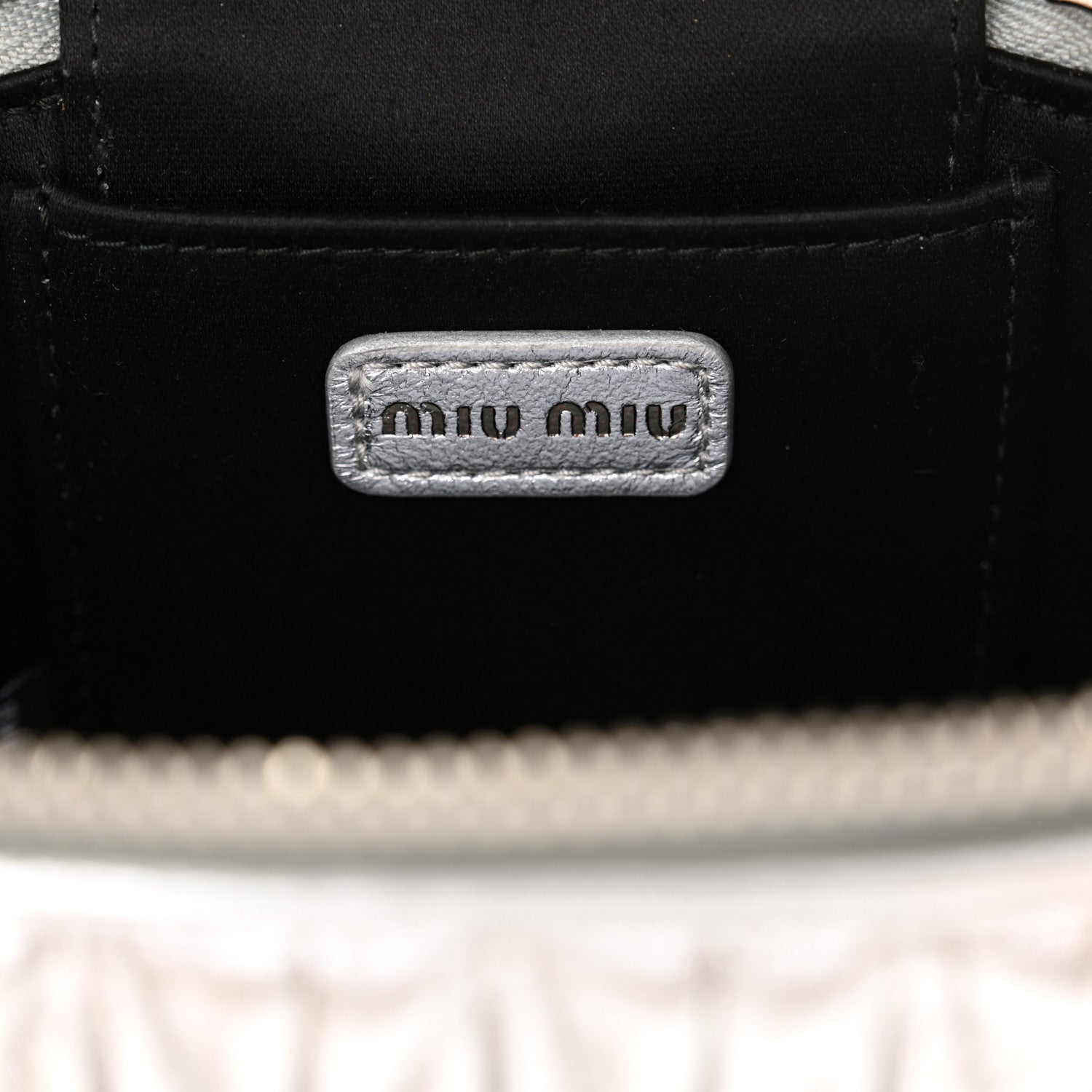 Miu Miu Metallic  Nappa Matelasse Micro Vanity Case Silver 8 of 11
