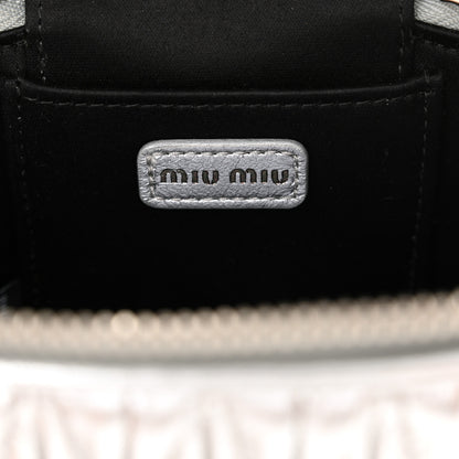 Miu Miu Metallic  Nappa Matelasse Micro Vanity Case Silver 8 of 11