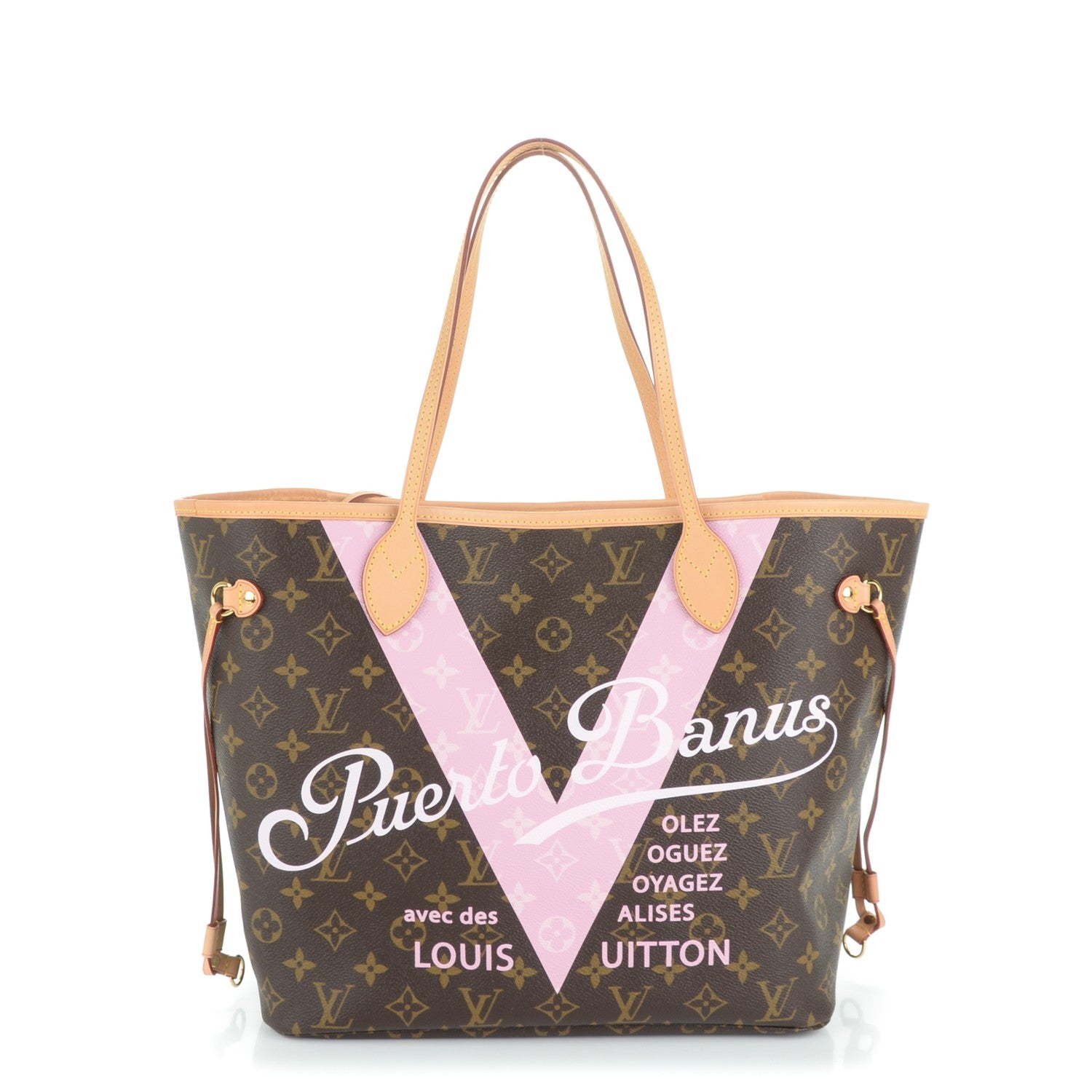 Louis Vuitton Monogram Puerto Banus V Neverfull MM Rose Ballerine 1 of 8