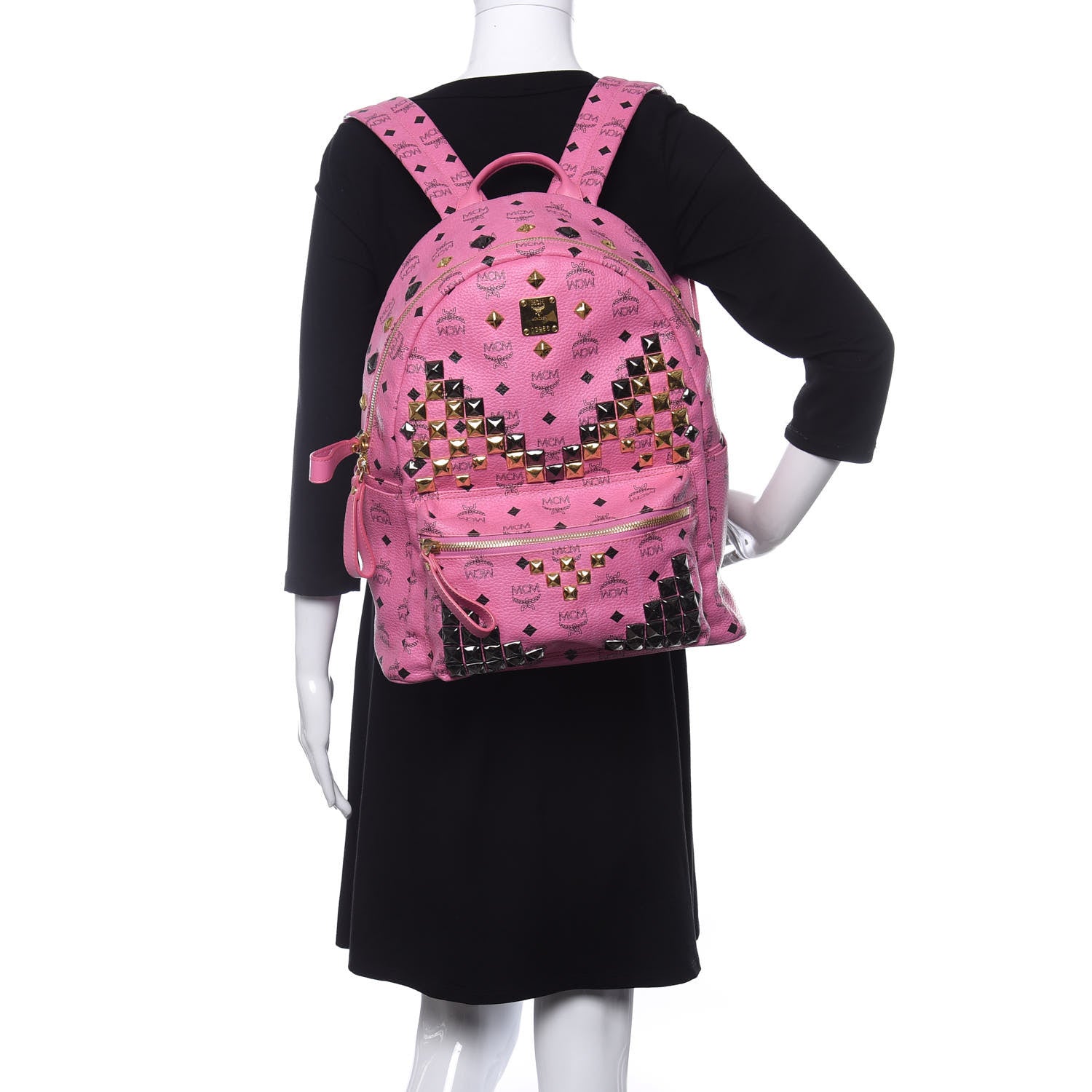 MCM Visetos Studded Medium Stark M Backpack Pink 2 of 16