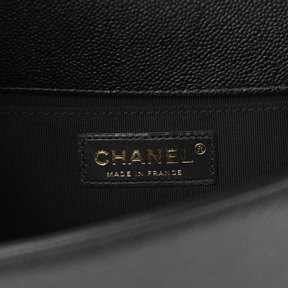 Chanel Caviar Chevron Quilted Medium Boy Flap Black 6 of 11