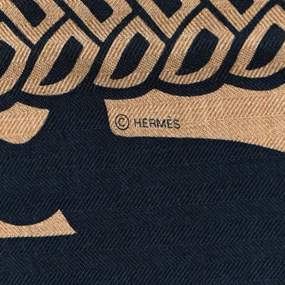 Hermes Cashmere Fantaisie D'Etriers Shawl 140 Caramel Caban 3 of 4