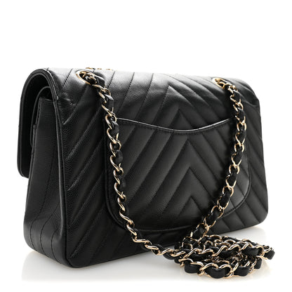 Chanel Caviar Flat Chevron Quilted Small Double Flap Black 3 of 11