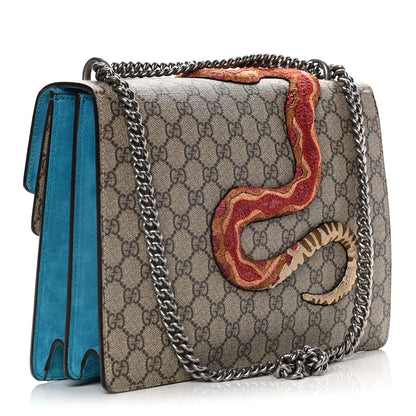 Gucci GG Supreme Monogram Bee Snake Embroidered Medium Dionysus Shoulder Bag Blue 2 of 10