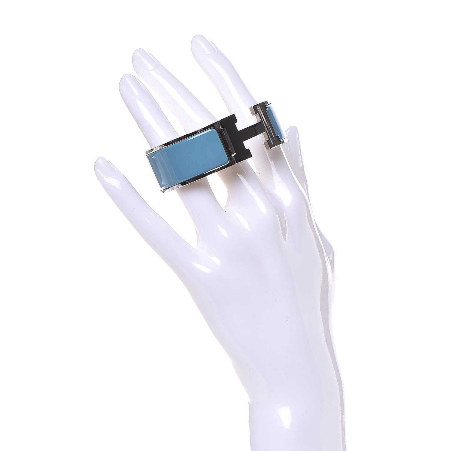 Hermes Enamel Wide Clic Clac H Bracelet PM Blue Jean 2 of 4