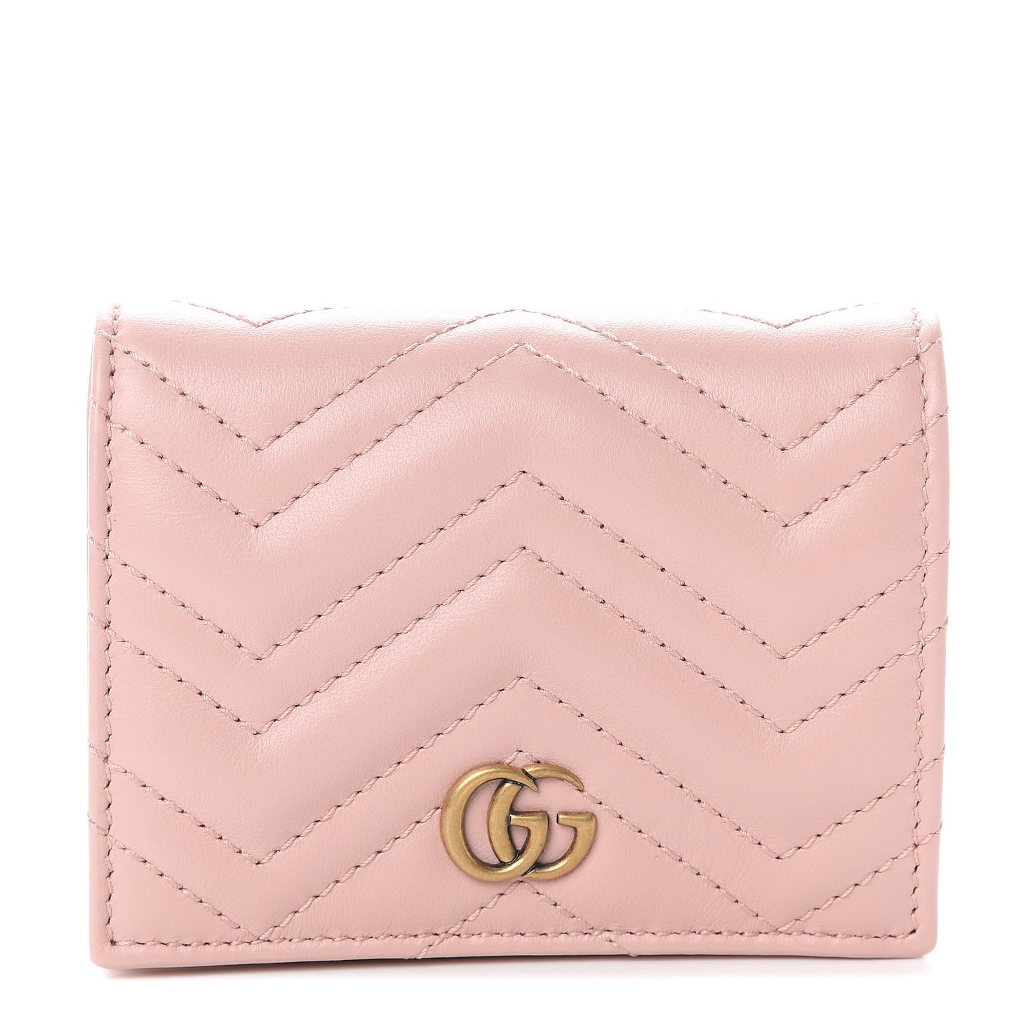 Calfskin Matelasse GG Marmont Card Case Wallet Perfect Pink