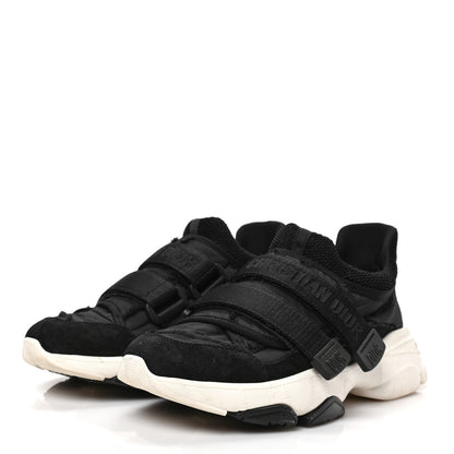 Christian Dior Shiny Oblique Technical Fabric Nylon Womens D-Wander Sneakers 36 Black White 3 of 7
