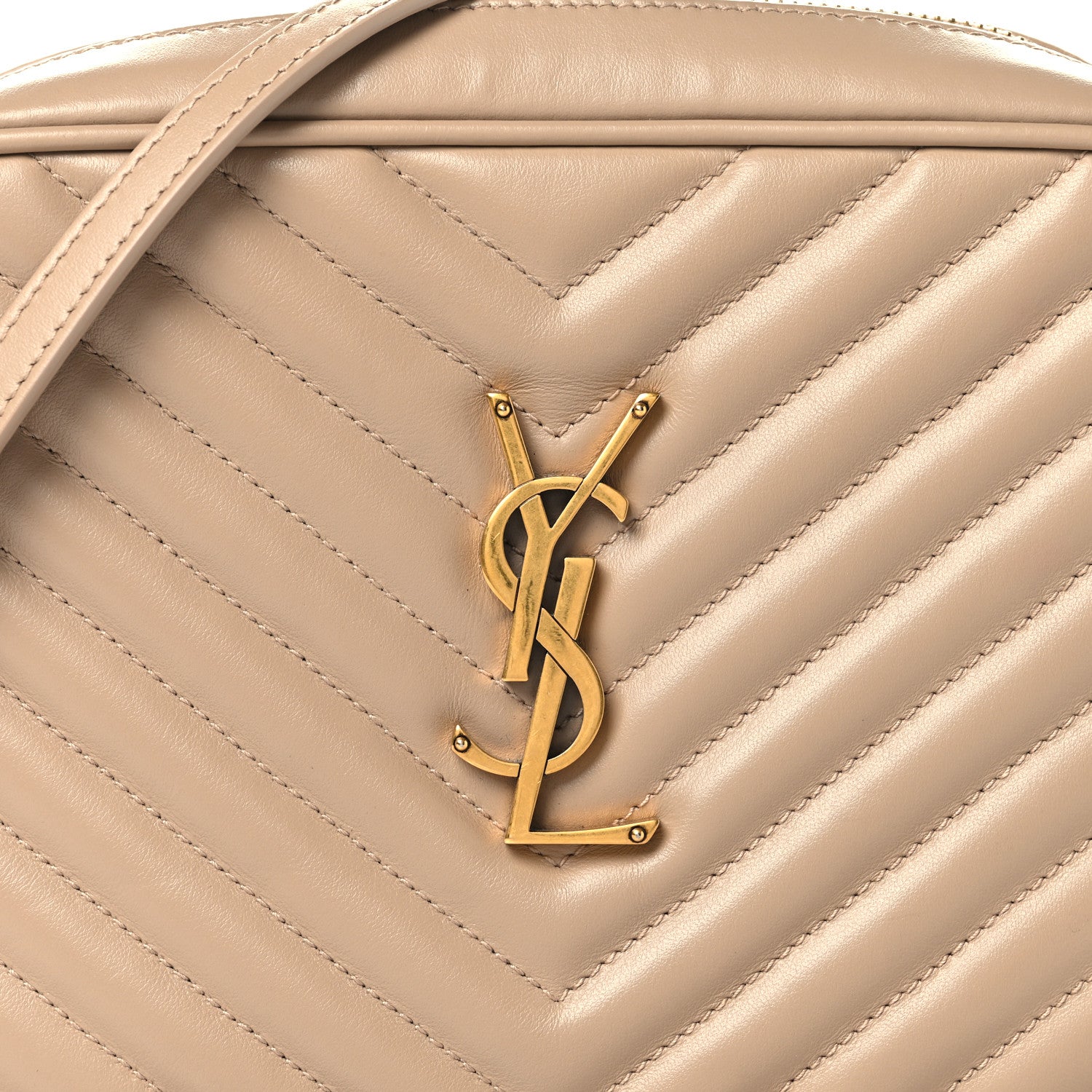 Saint Laurent Calfskin Matelasse Monogram Lou Camera Bag Dark Beige 8 of 10