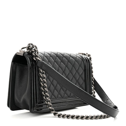 Chanel Goatskin Quilted Patent Medium Duo Boy Flap Black 3 of 12
