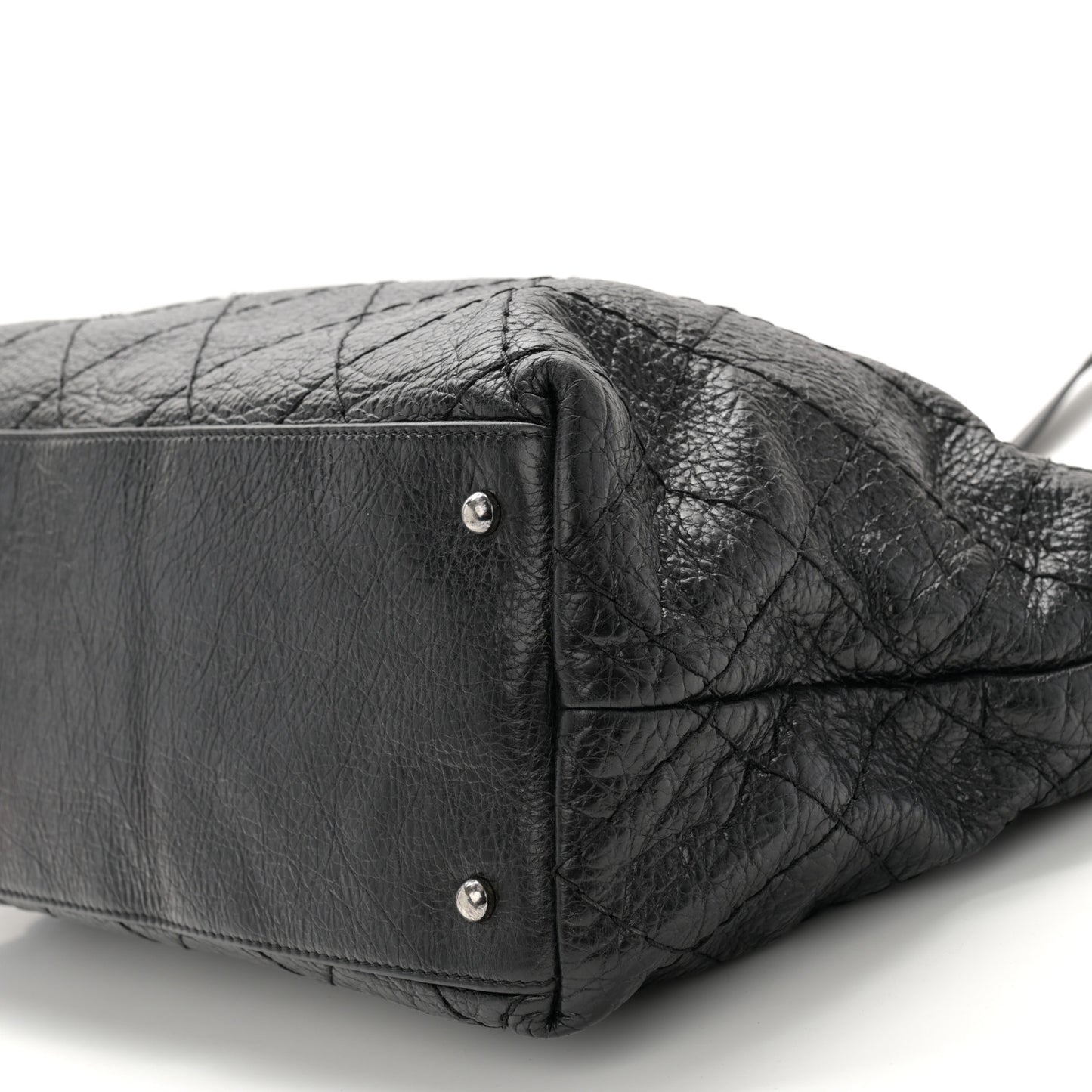 Glazed Calfskin Large On the Road Zip Tote Black