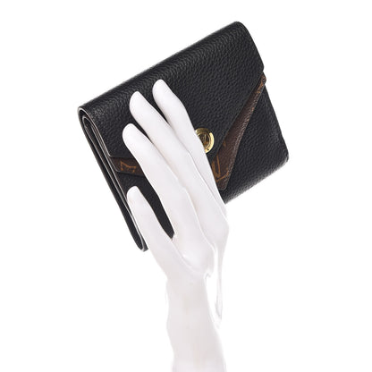 Louis Vuitton Grained Calfskin Monogram Double V Compact Wallet Black 2 of 8