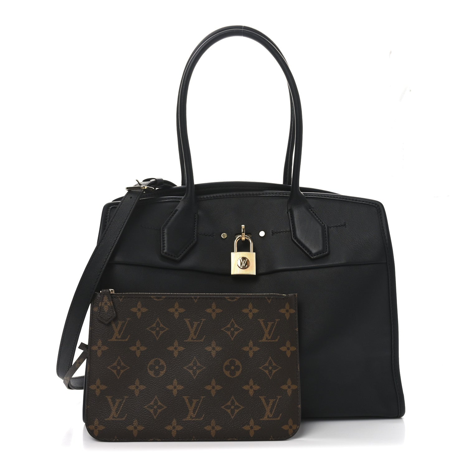 Louis Vuitton Calfskin City Steamer Soft MM Black 3 of 10