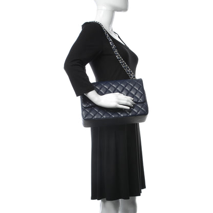 Chanel Caviar Quilted Jumbo Double Flap Navy Blue 3 of 9