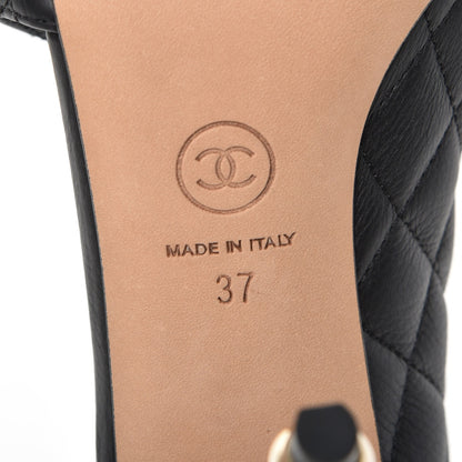 Chanel Calfskin Quilted Peep Toe Pumps 37 Black 6 of 8