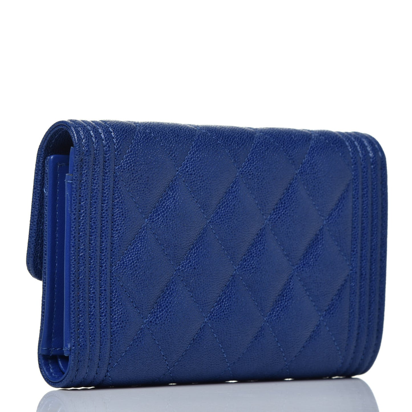 Caviar Quilted Medium Boy Flap Wallet Blue