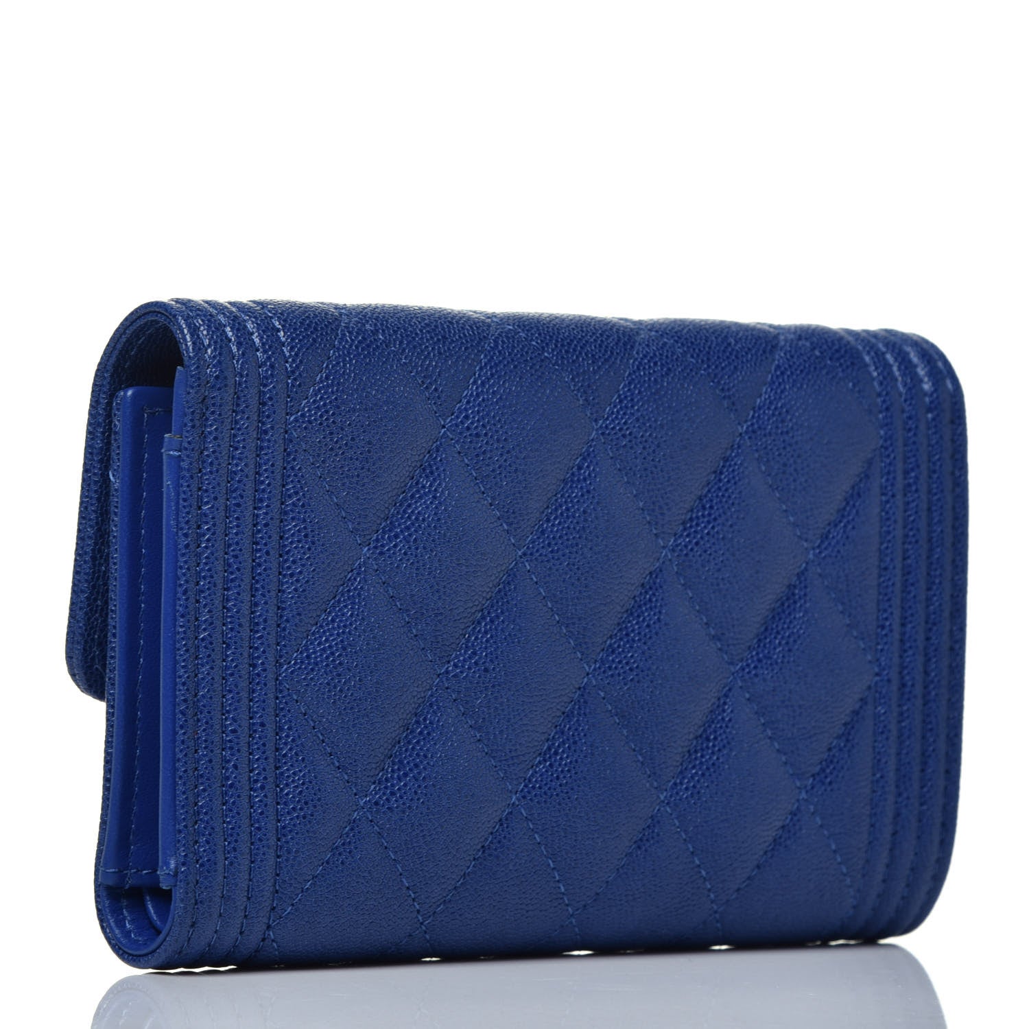 Chanel Caviar Quilted Medium Boy Flap Wallet Blue 3 of 7