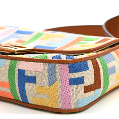 Fendi Kuban Canvas Vitello King FF Embroidered Baguette Grezzo Multicolor 10 of 10